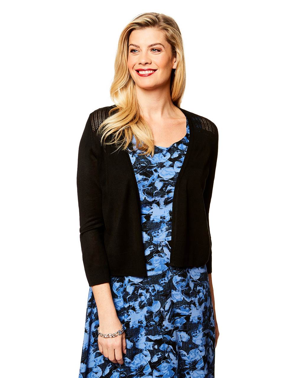 Women's black cropped cardigan sweater