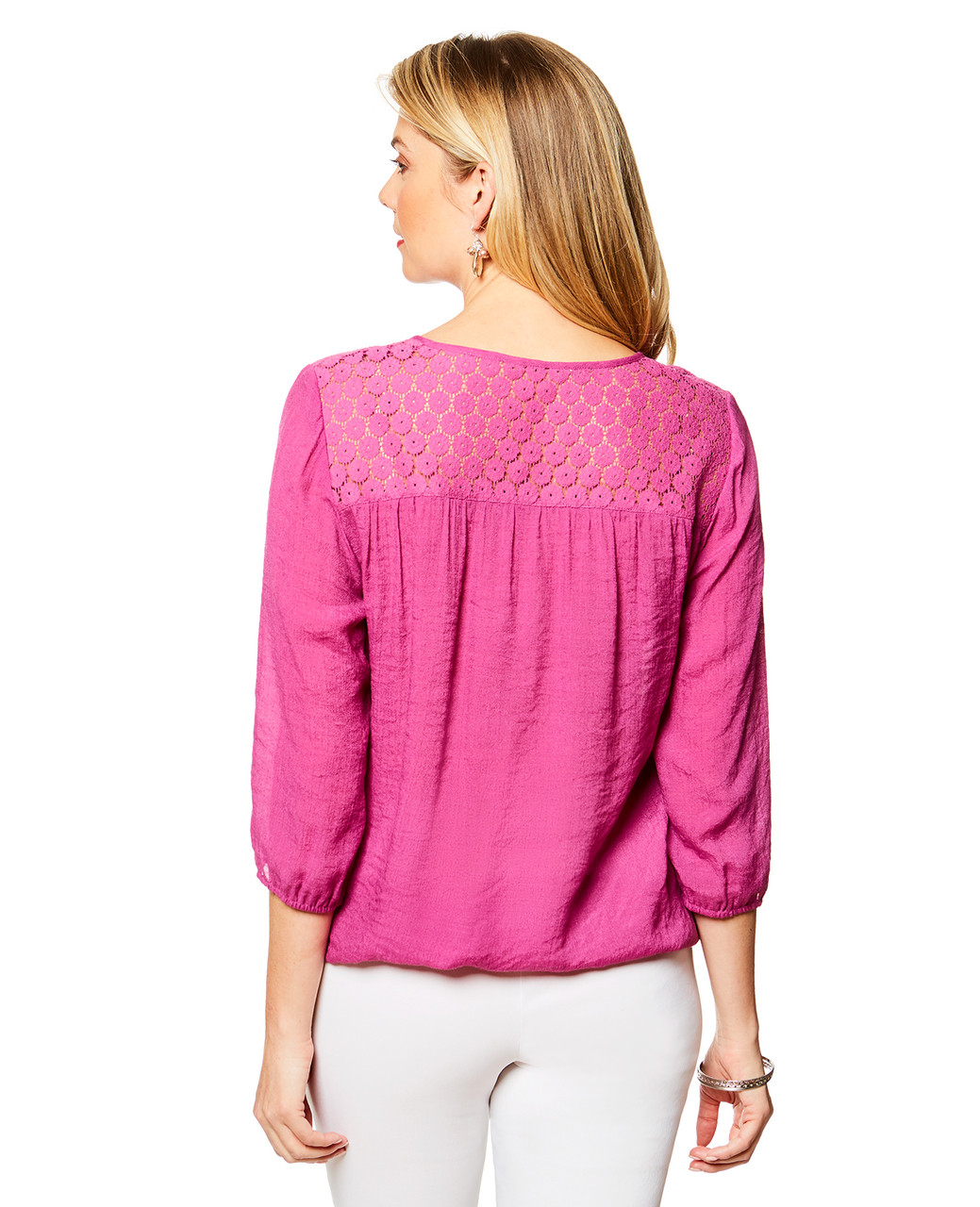 Women's lace yoke pullover