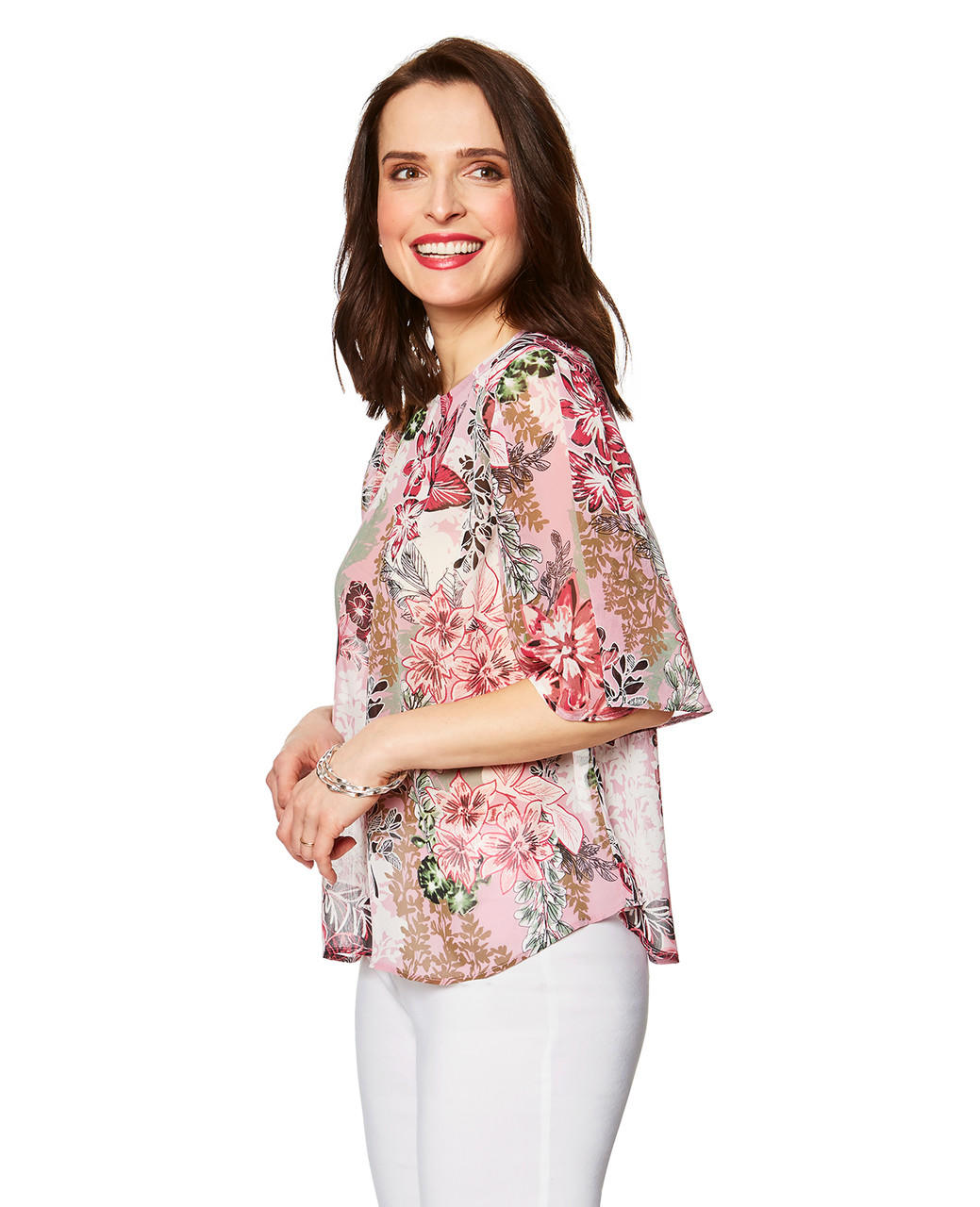 Women's pink floral shirt