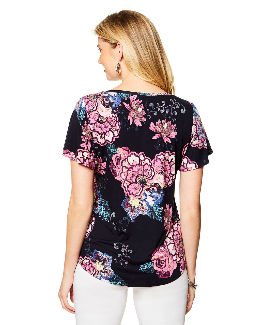 Printed Flutter Sleeve Top