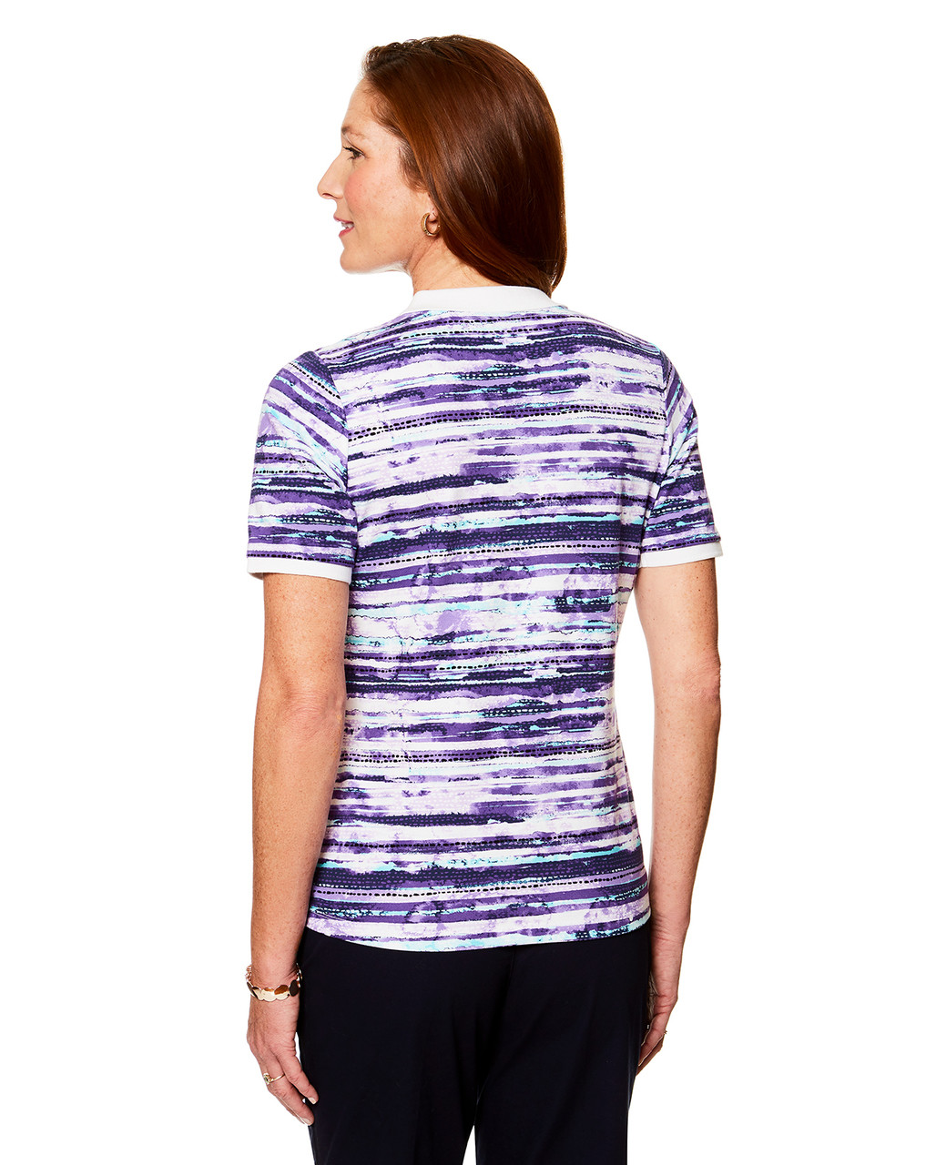Women's purple printed polo shirt