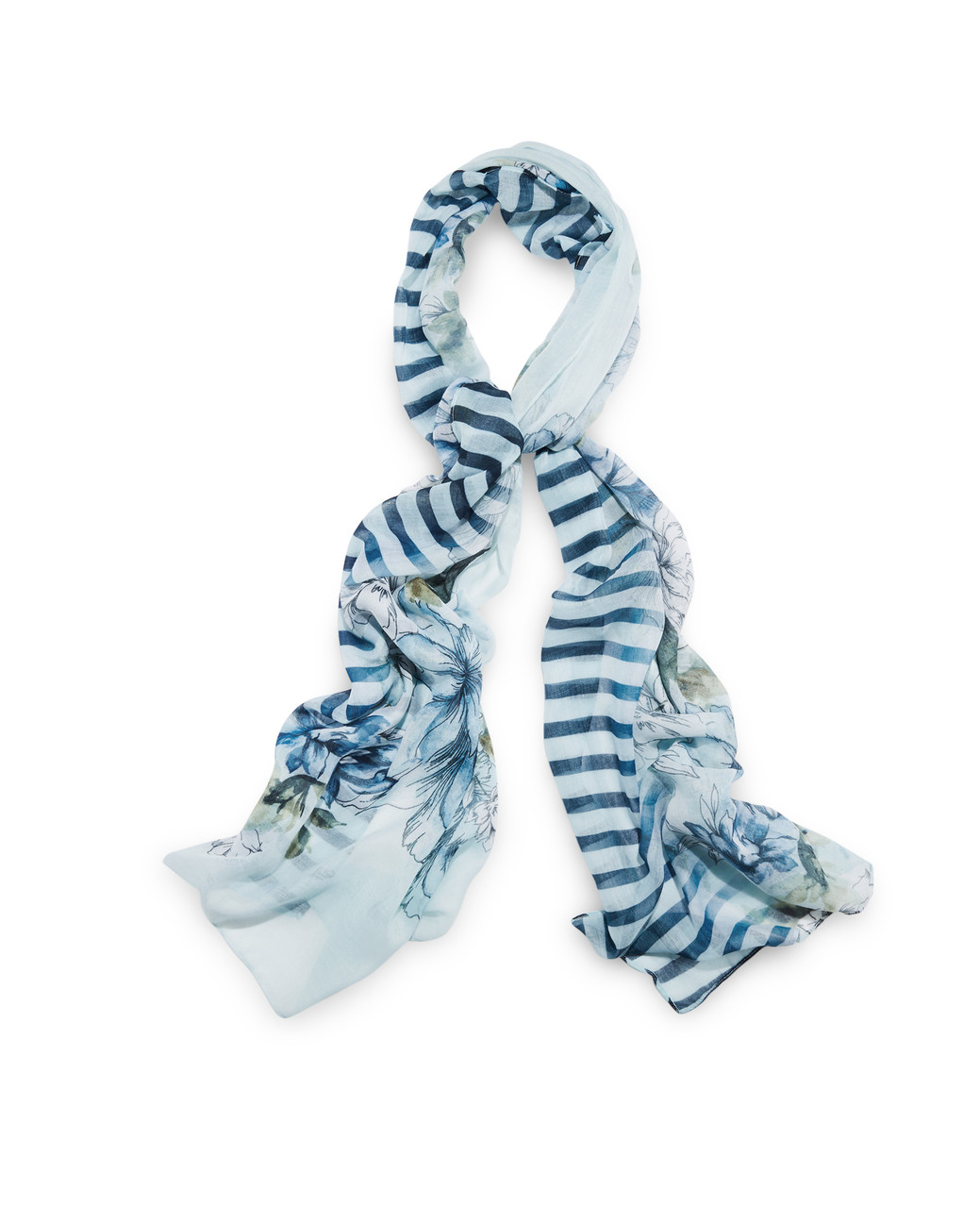 Women's blue floral stripe scarf
