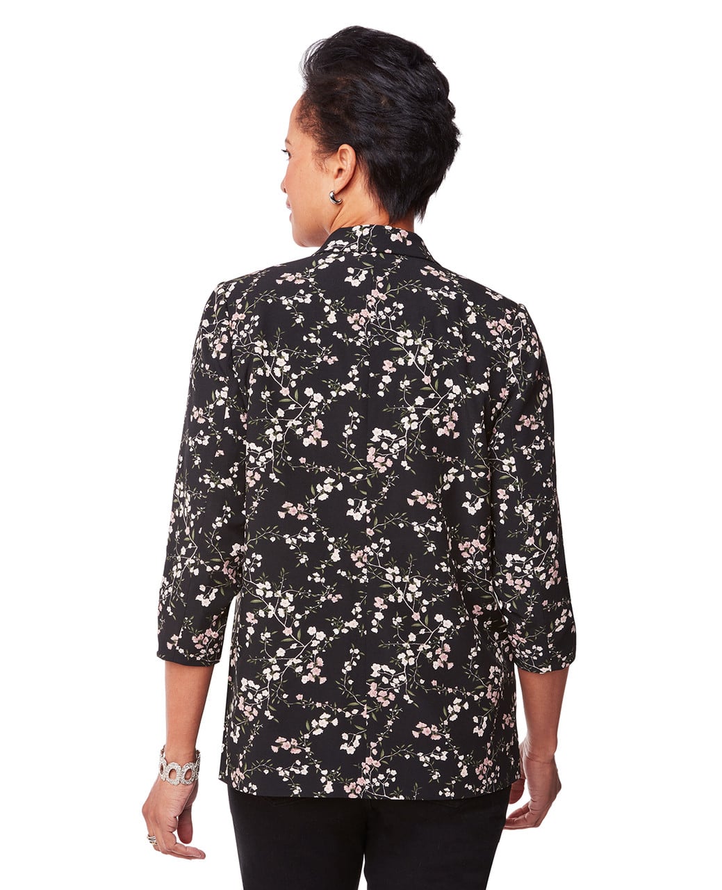 Women's black floral blazer jacket