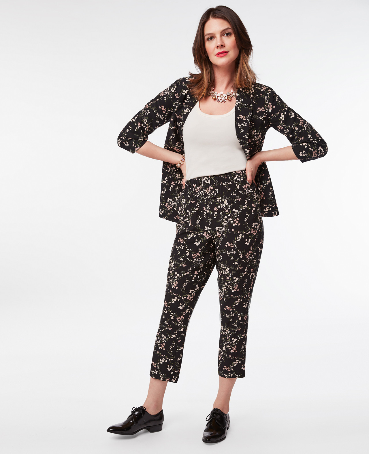 Women's black floral blazer jacket