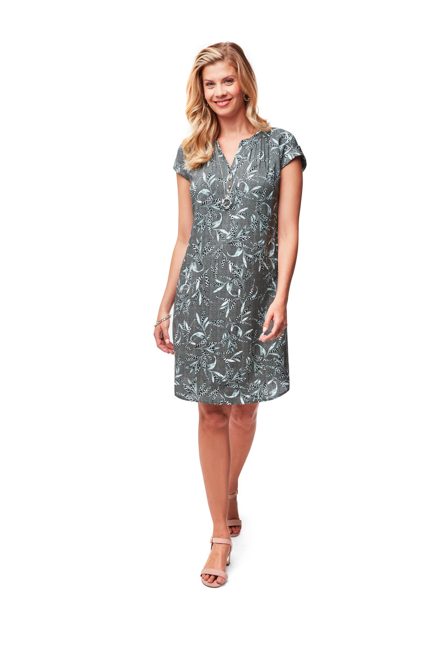 Women's Green Challis Dress With Pockets