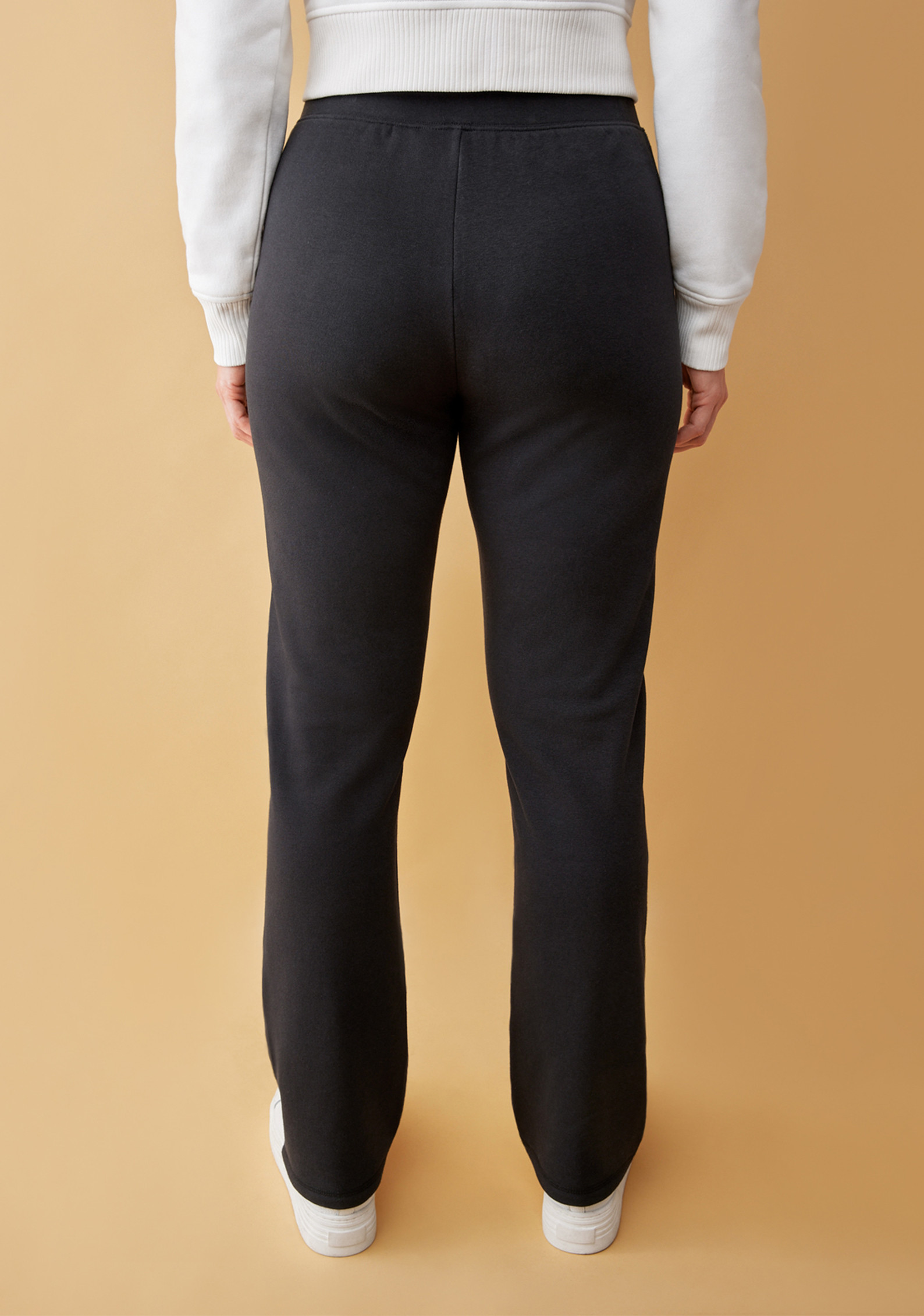 Uncuffed Fleece Sweatpant Back View - Black