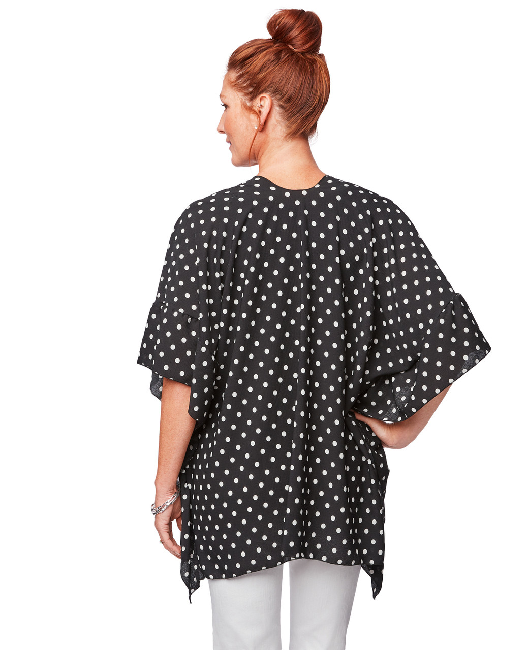 Women's black polka dot ruana