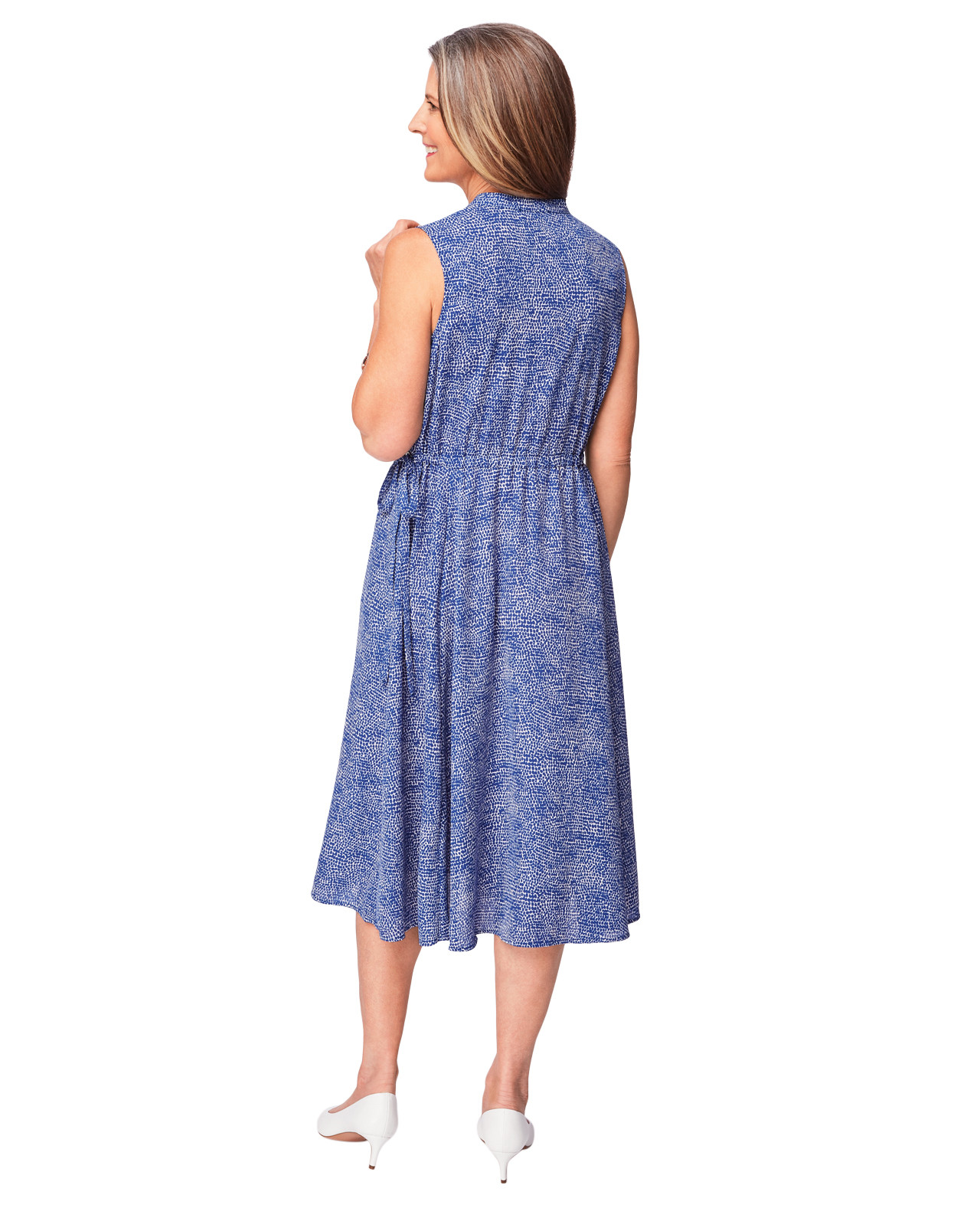 Women's blue sky tie waist dress