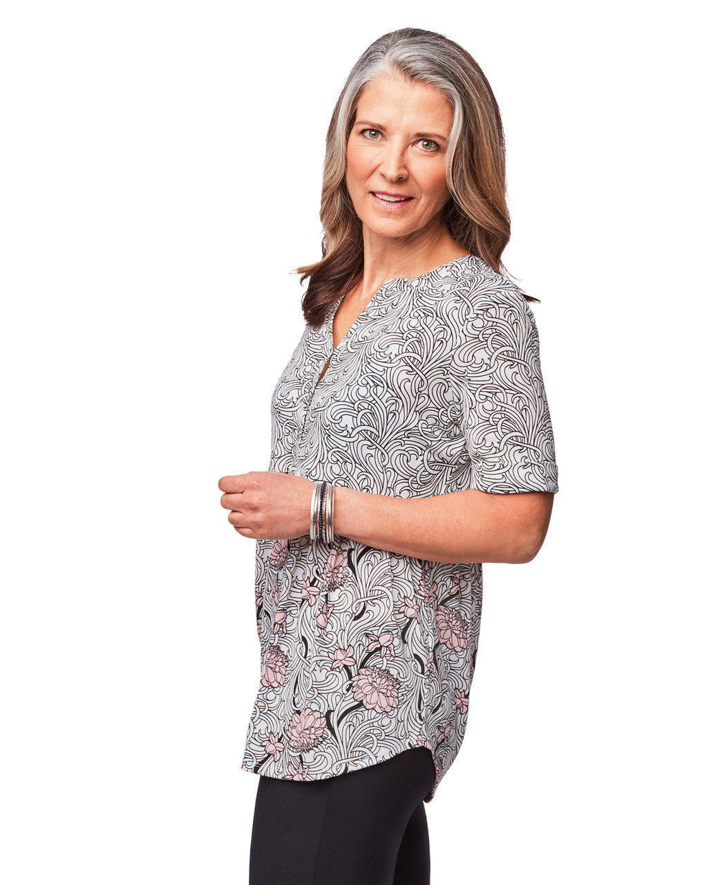 Women's coral pink knit crepe top