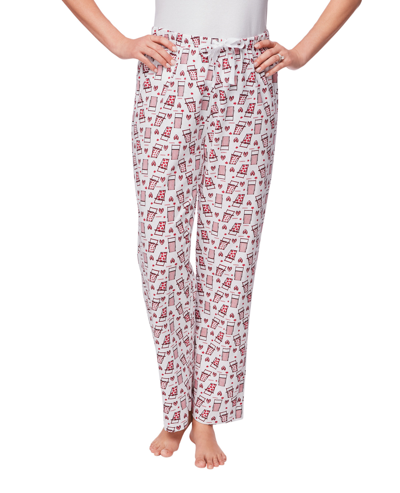 Women's red and white printed Canada Day pyjama