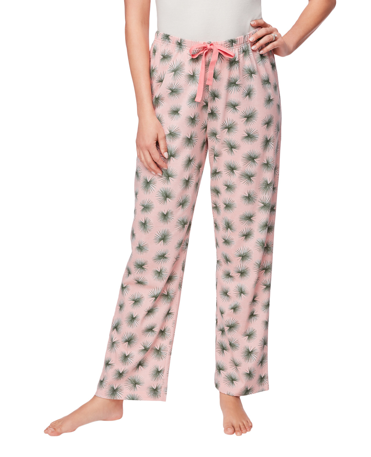 Women's pink tropical palm print pyjama pant