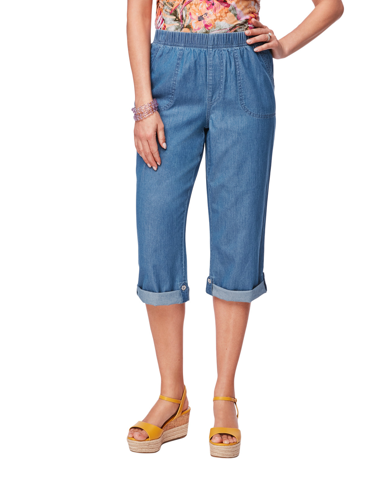Women's Roll Tab Pull On Crop
