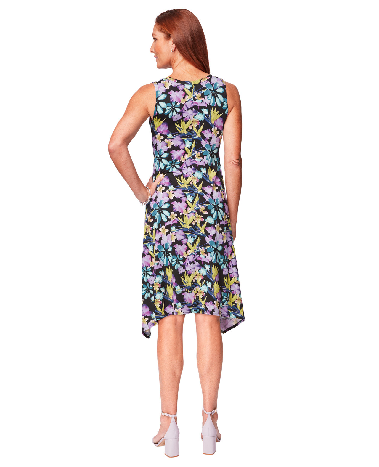 women's sleeveless floral print dress