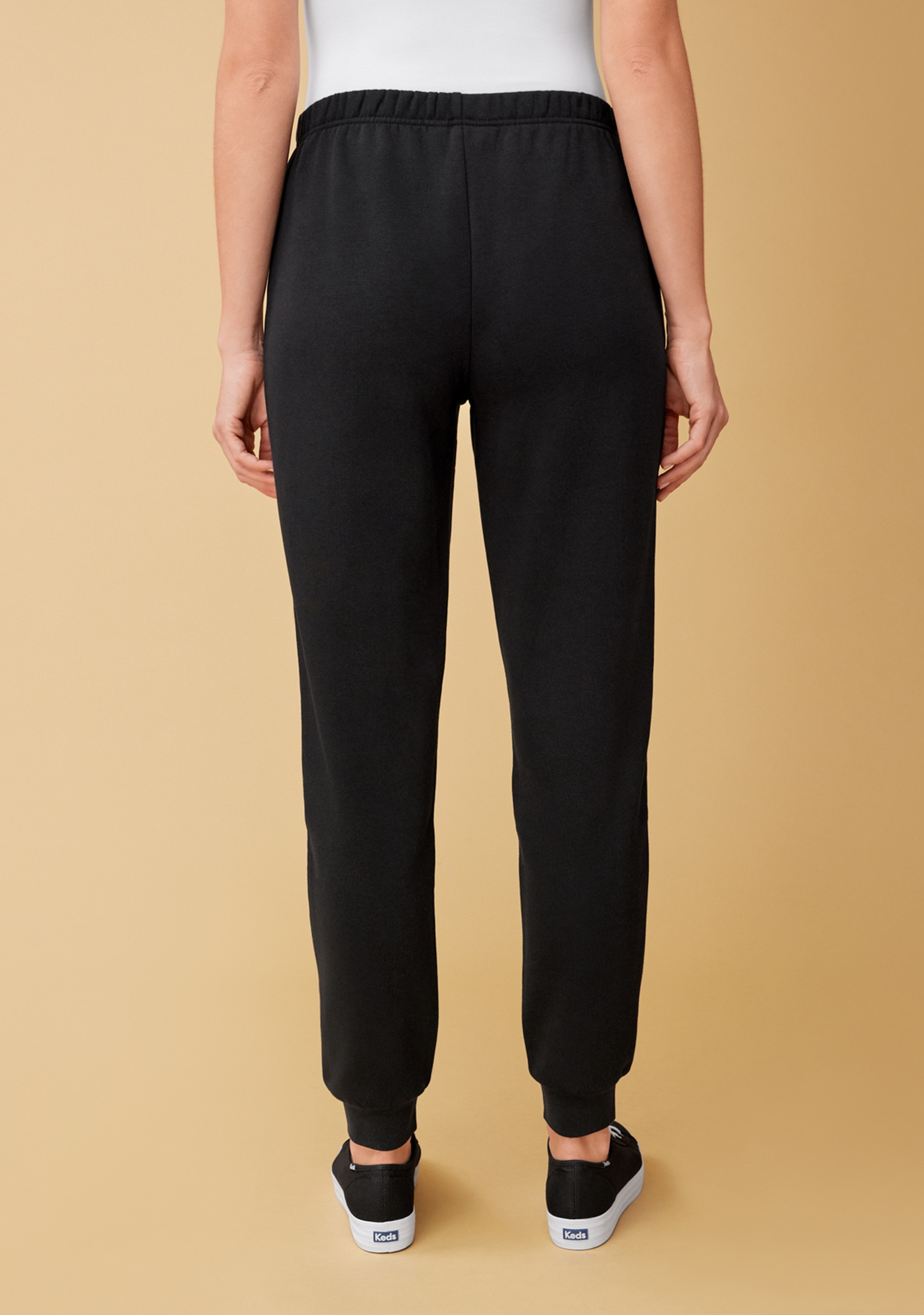 Cuffed Fleece Sweatpant Back View Black