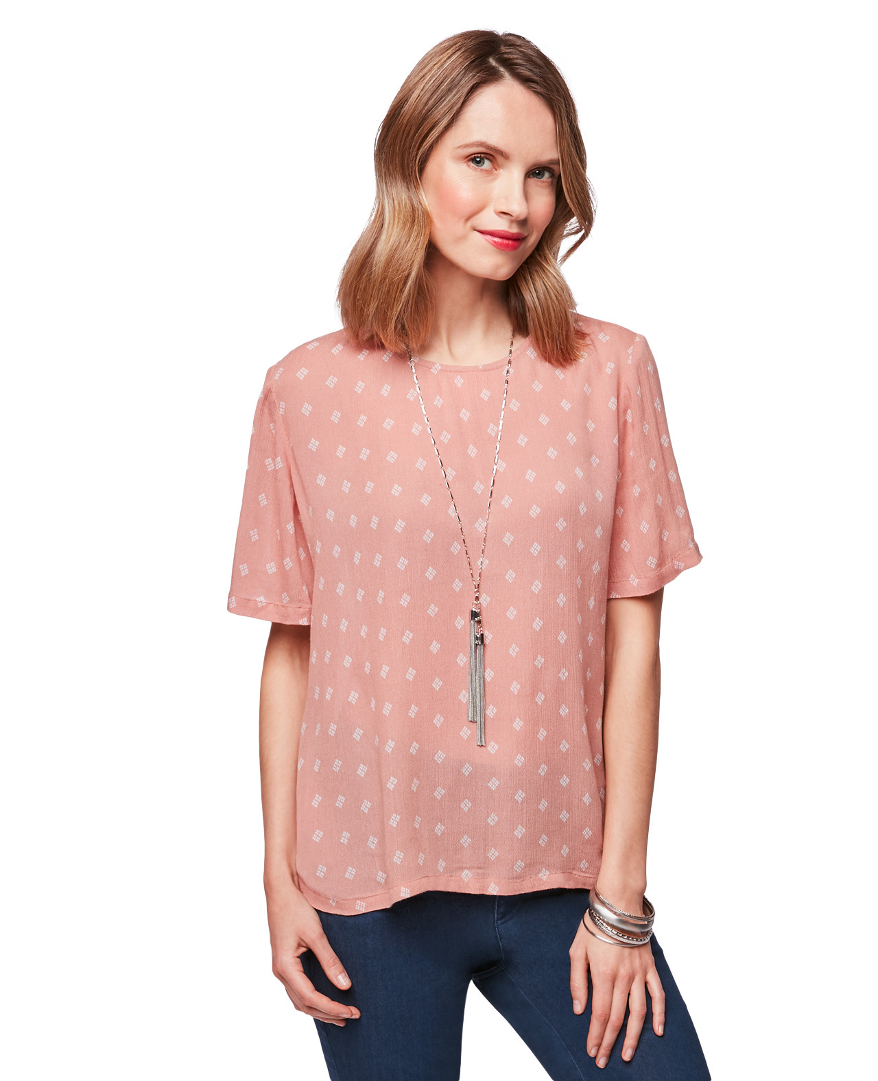 Women's Short Sleeve Geometric Print Blouse