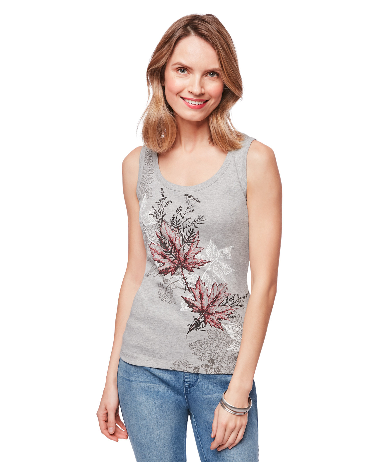 Women's grey Printed Canada Day Tank