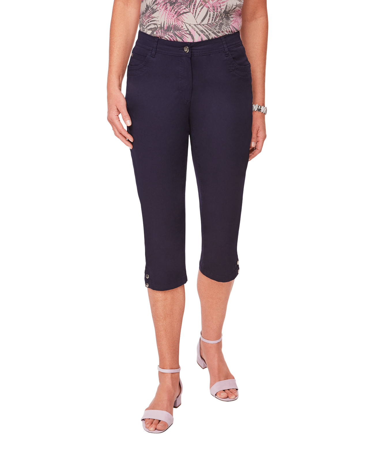 Women's Capri Pant with Rivets in Navy Blue