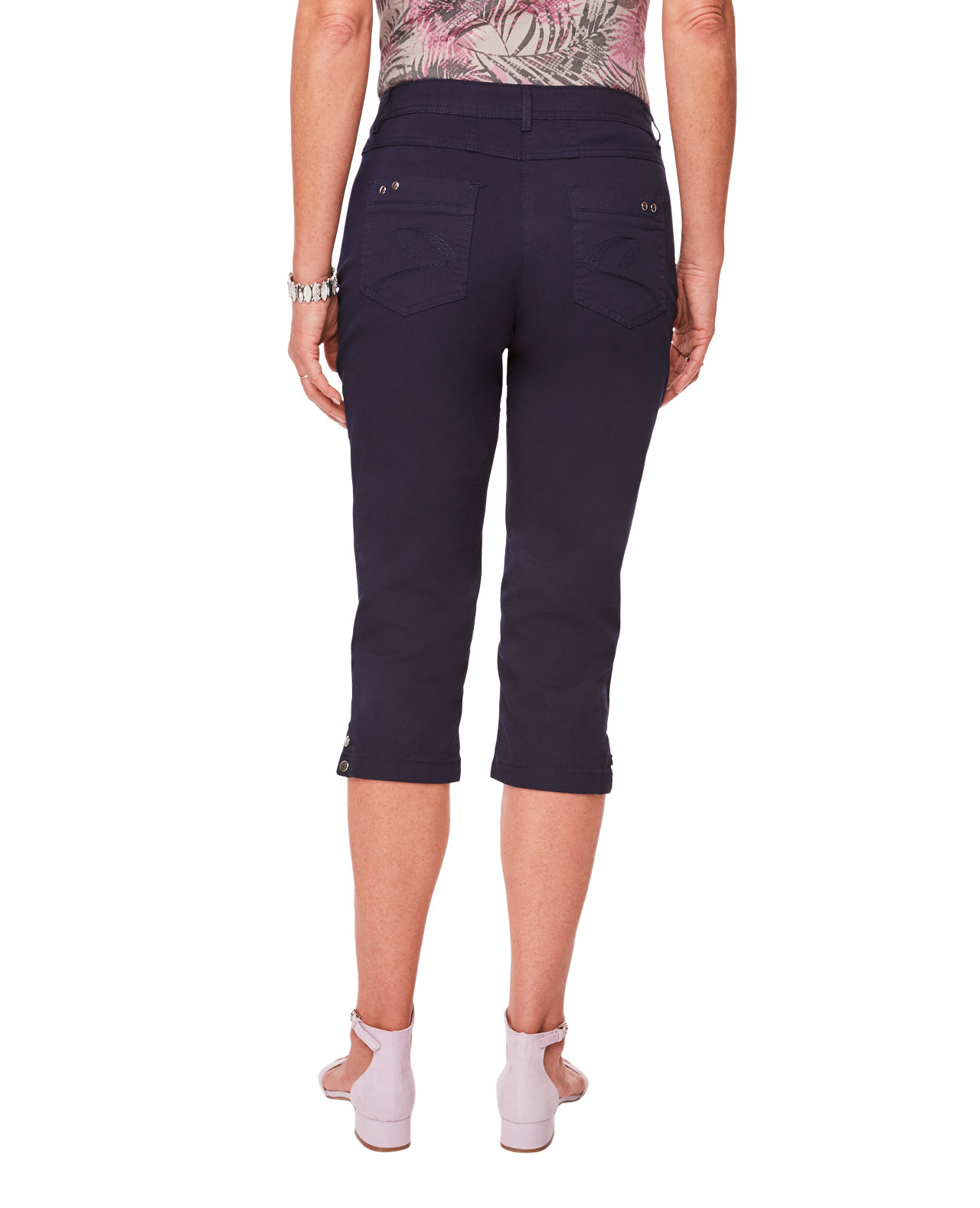 Women's Capri Pant with Rivets in Navy Blue