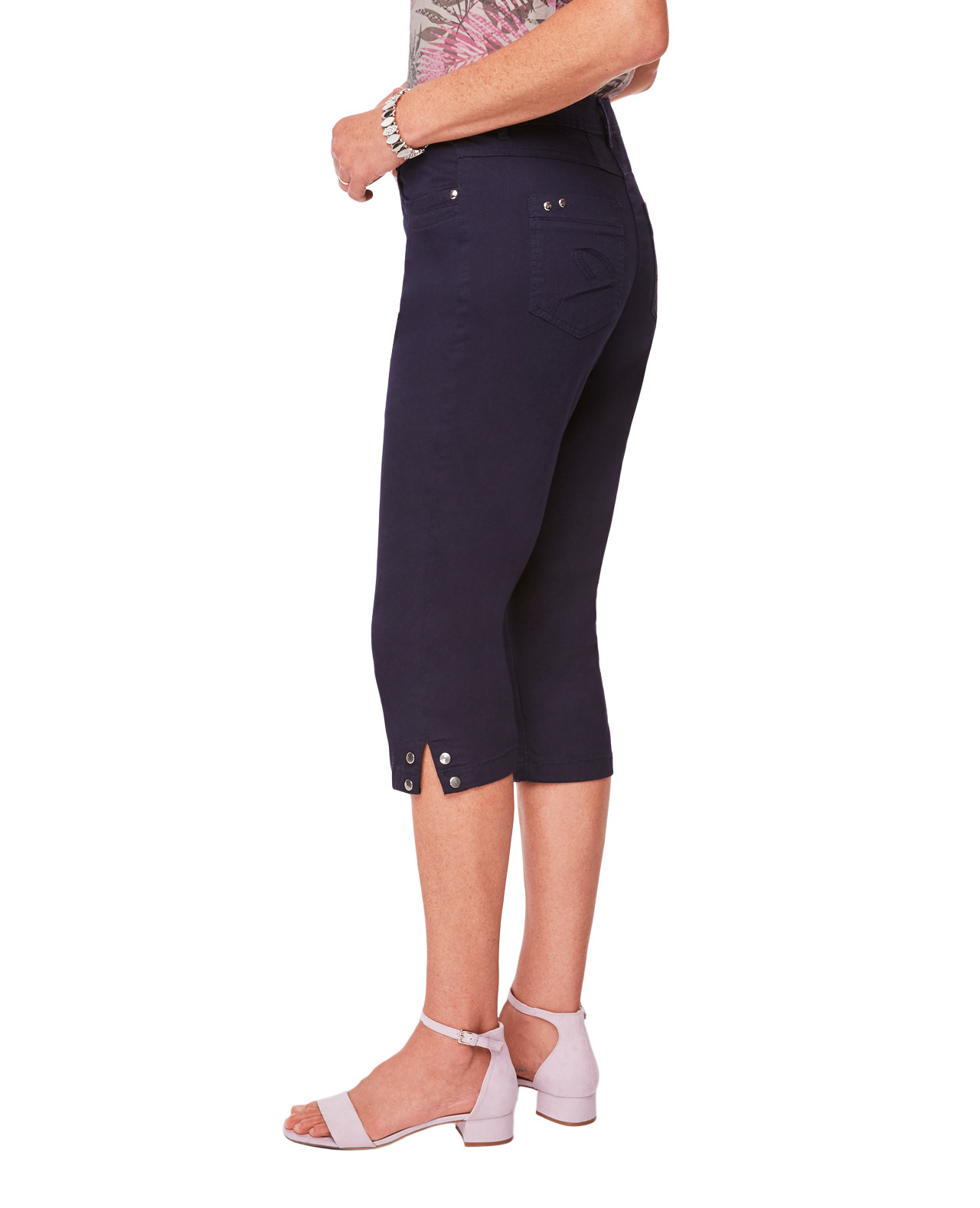 Women's Capri Pant with Rivets in Navy Blue
