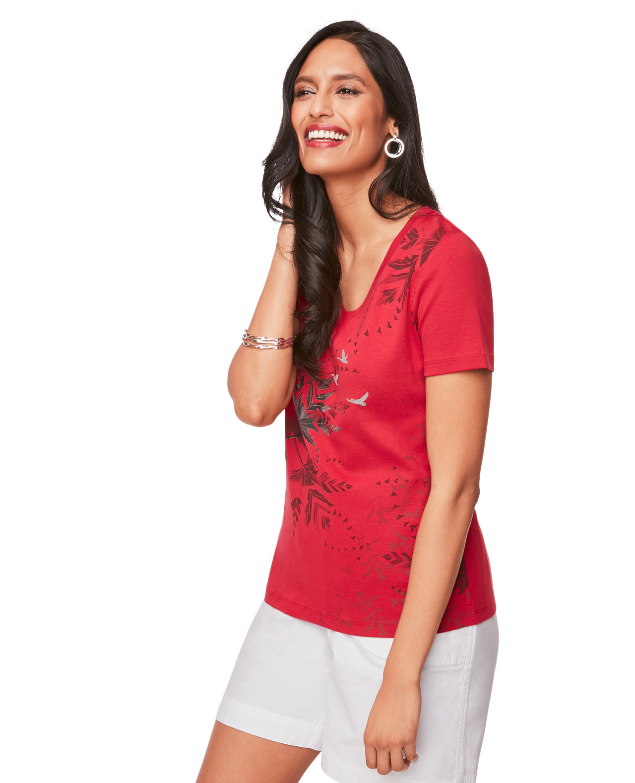 Women's Red Canadian Geese Short Sleeve Tee