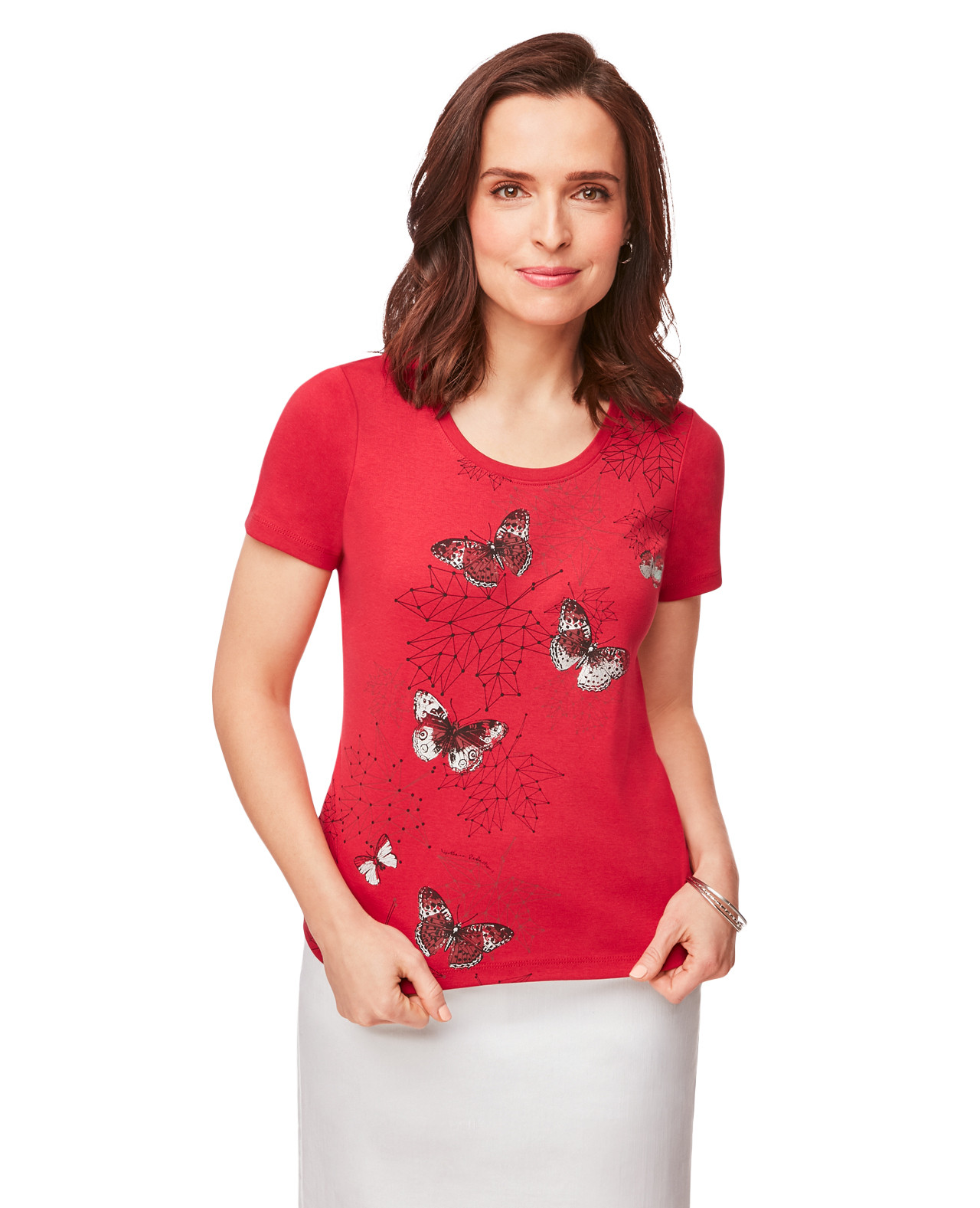 Petite- Short Sleeve Tee In Red - Canada Day