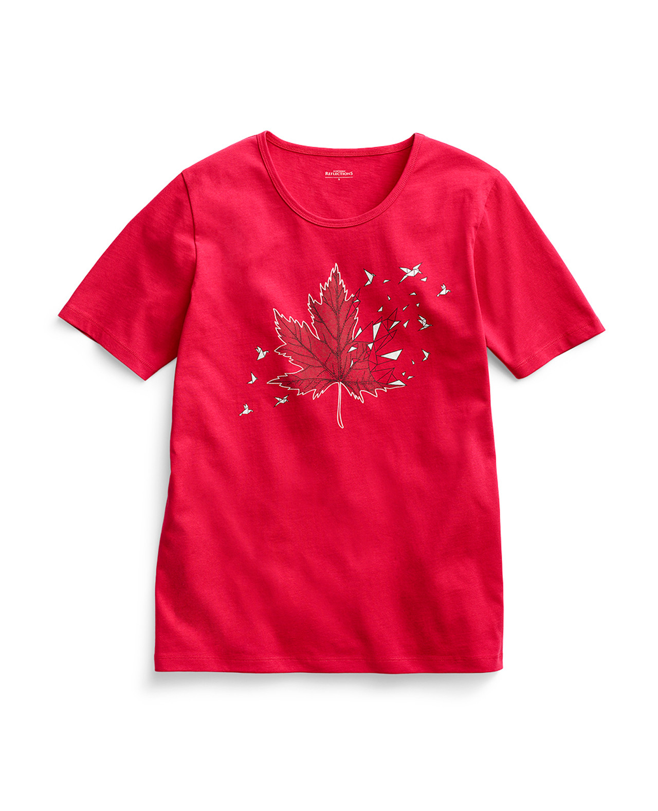 Women's Red Maple Leaf Short Sleeve Tee