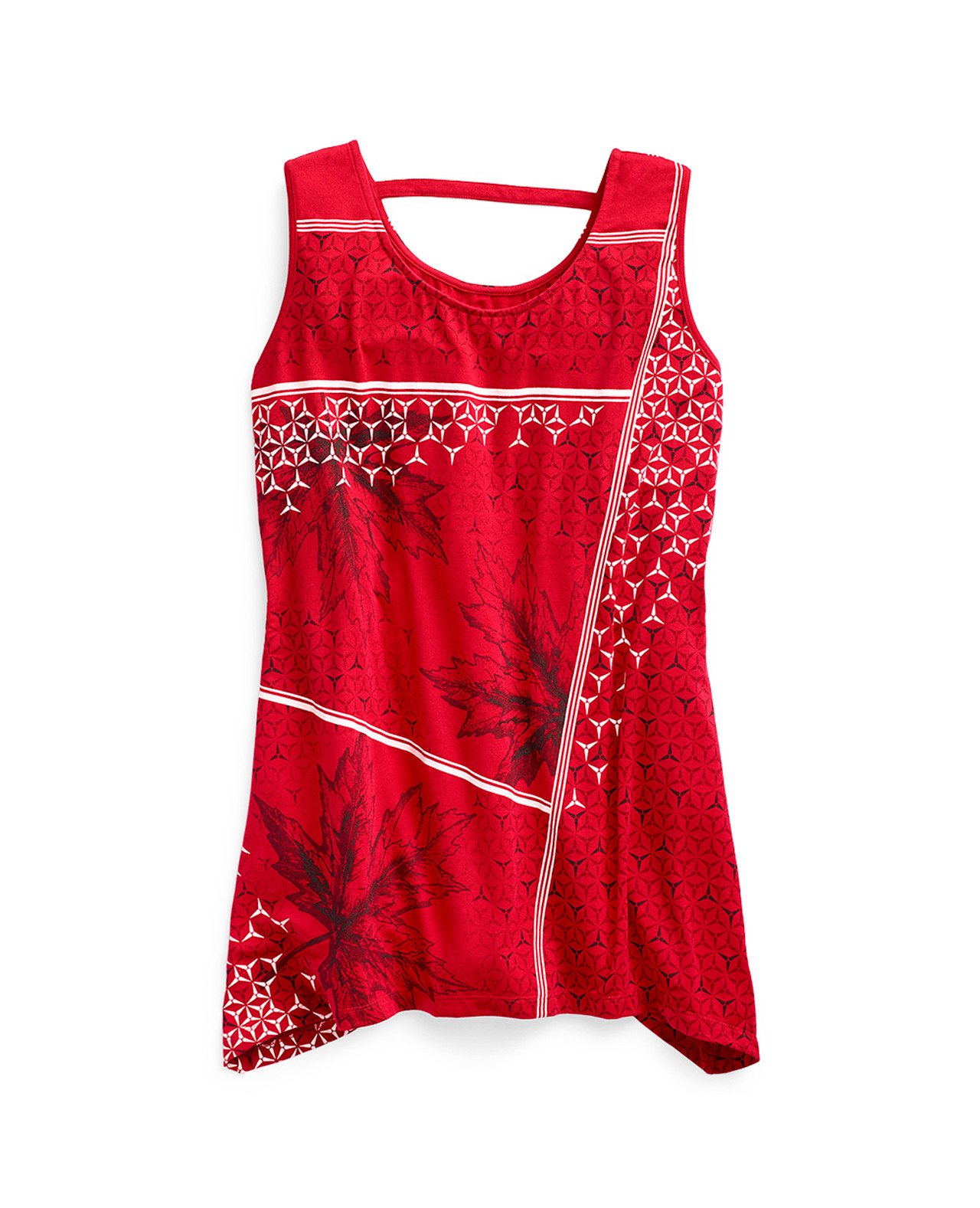Women's Red Printed Trapeze Top