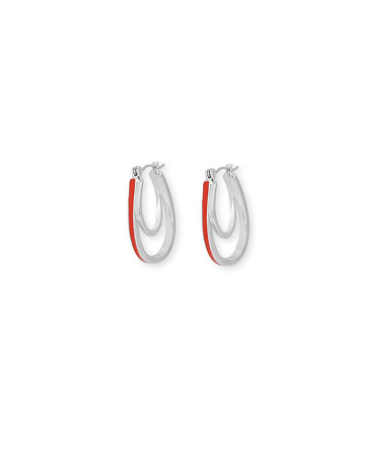 Women's Red Double Hoop Earrings