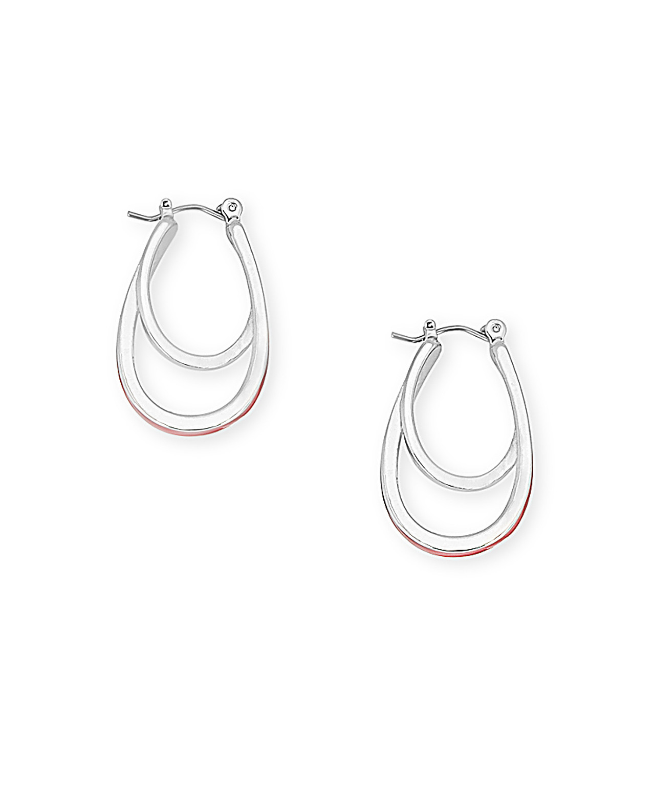 Women's Red Double Hoop Earrings