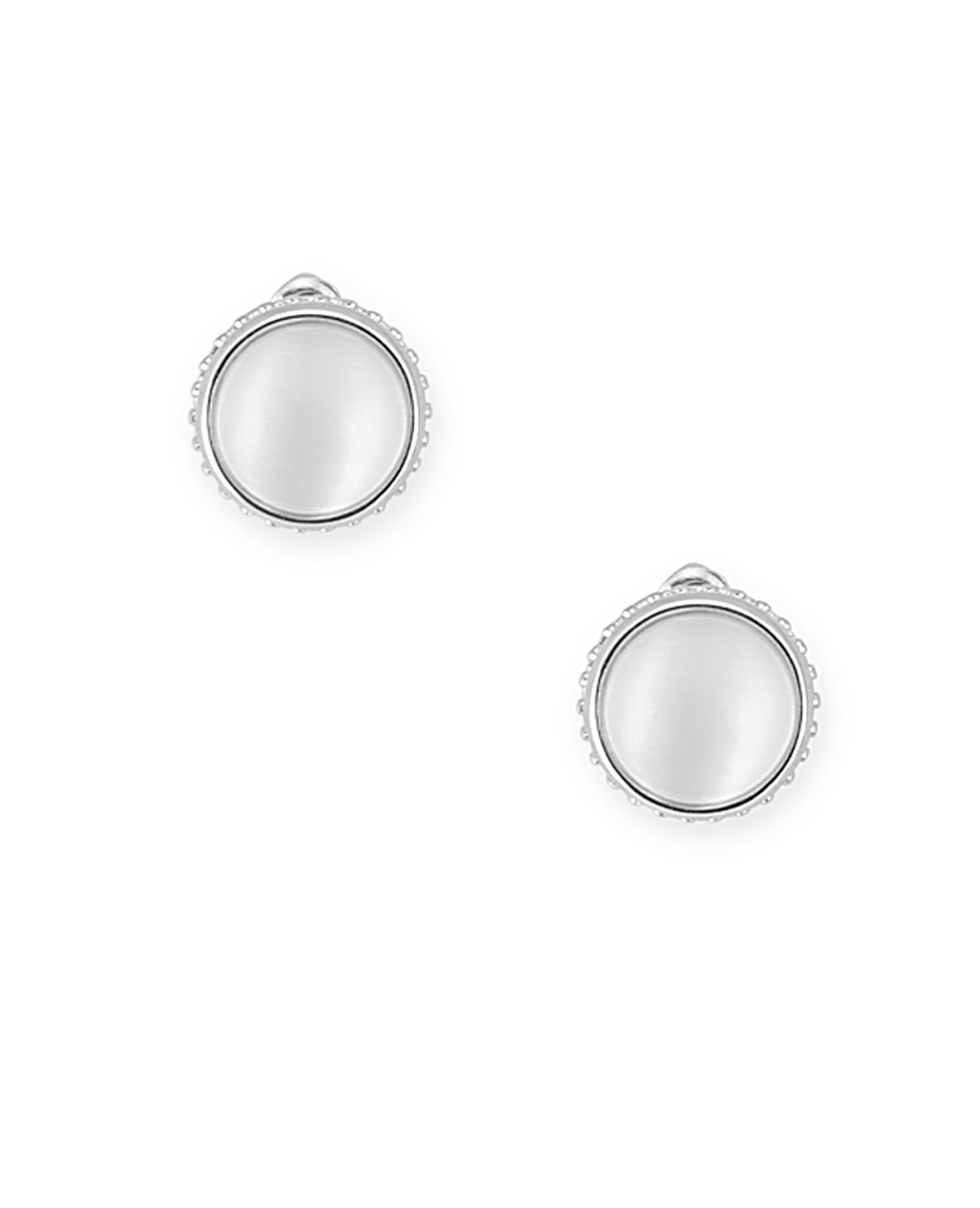 Women's Silver Round Cat Eye Earrings