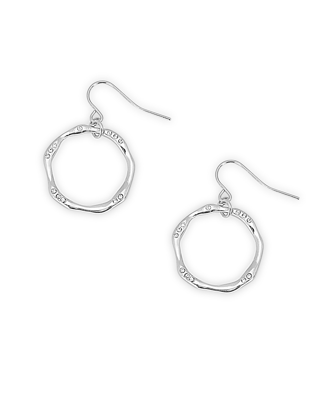 Women's Round Metal Earrings With Diamantes