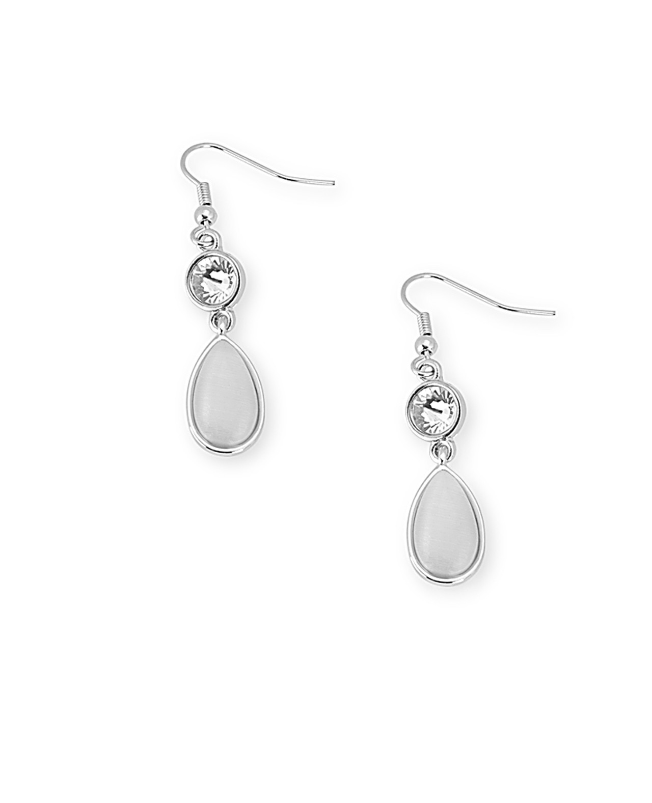 Women's Silver Teardrop Cat-Eye Earrings