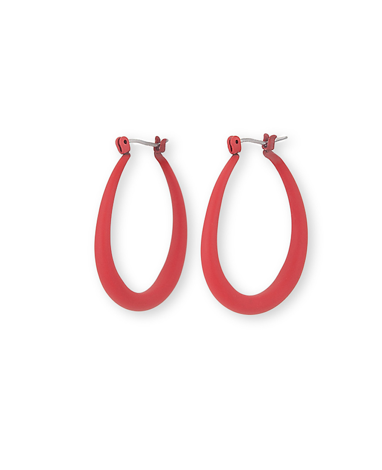Women's Red Teardrop Hinge Earrings