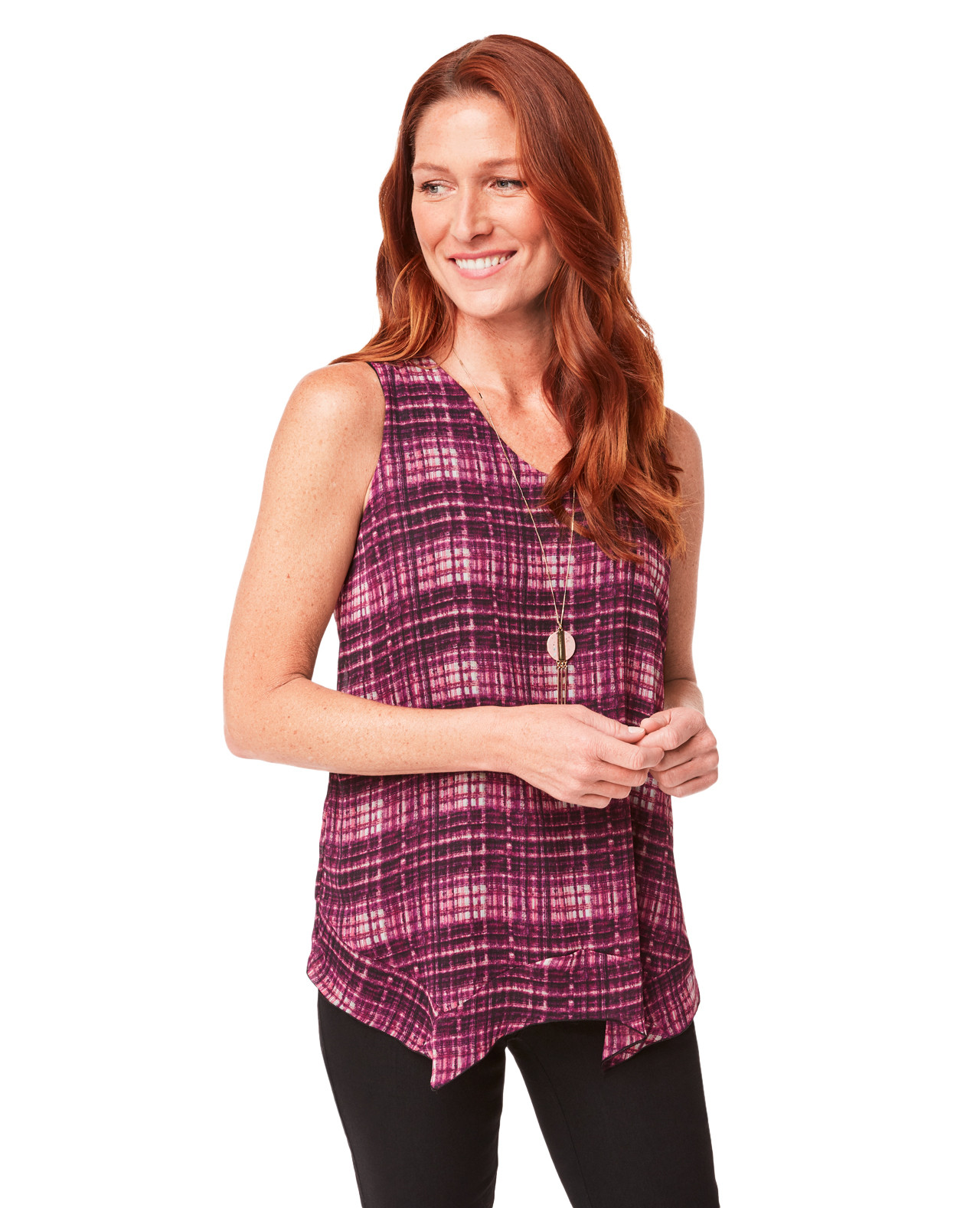 Printed V Neck Shell Top
