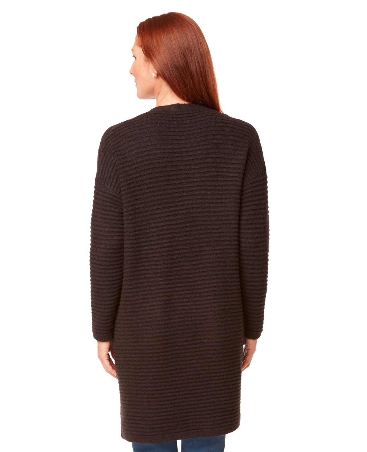 Ribbed Long Cardigan With Side Buttons