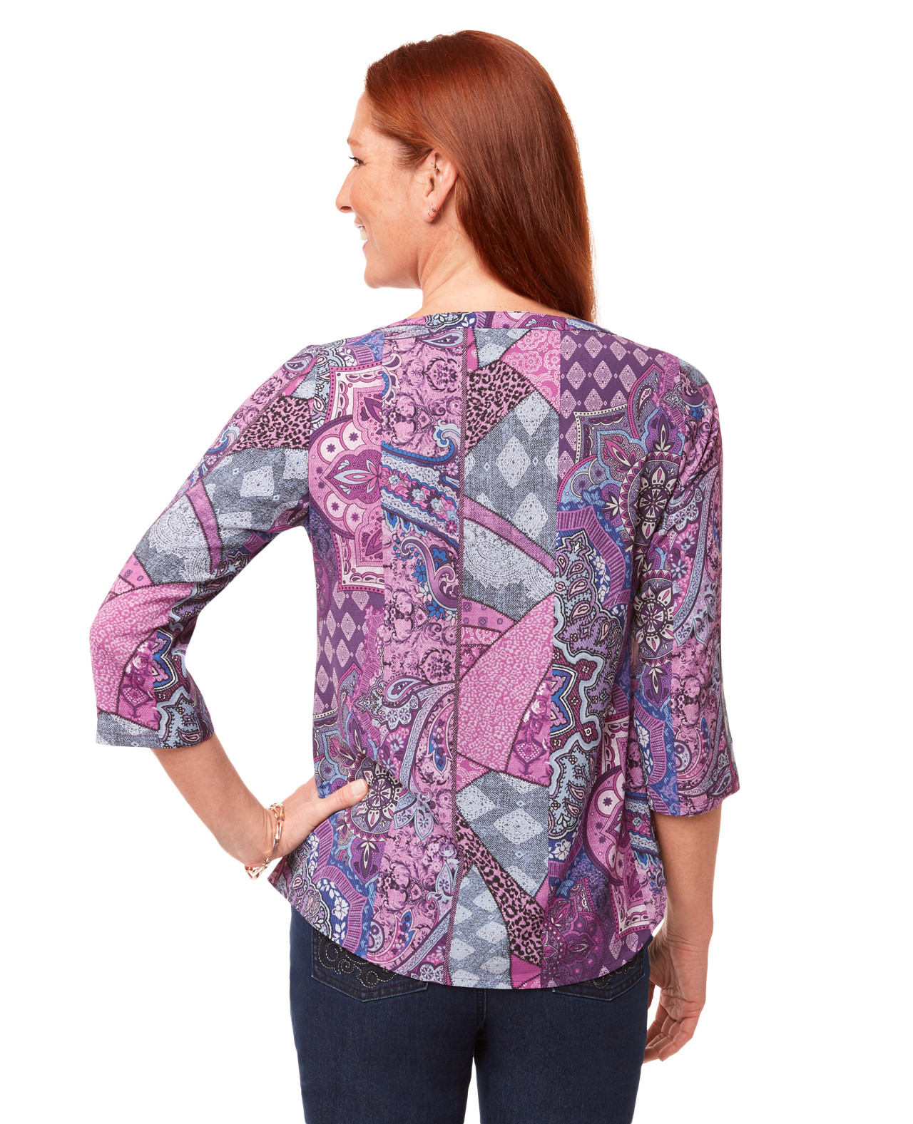 Women's Printed Three- Quarter Sleeve Top