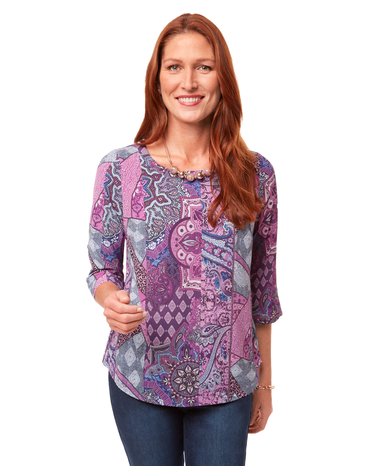 Women's Printed Three- Quarter Sleeve Top