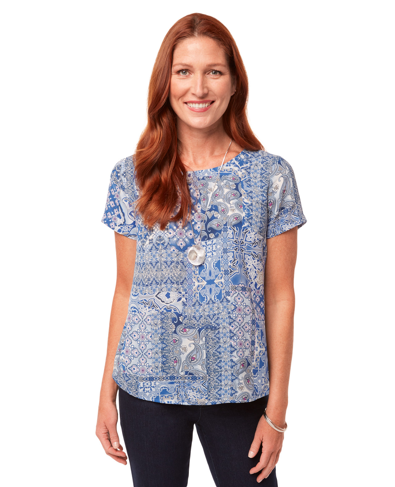 Women's Short Sleeve Patchwork Top