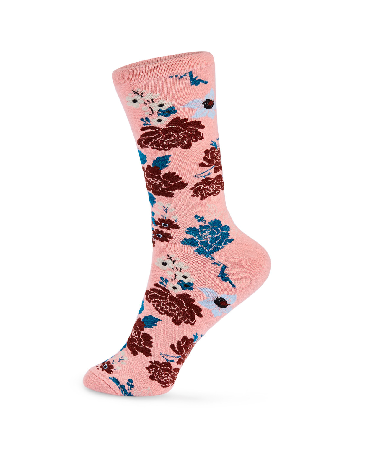 Pink Floral Crew Socks