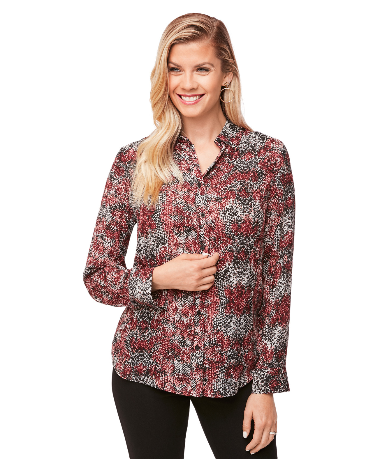 Women's Button Front Printed Shirt