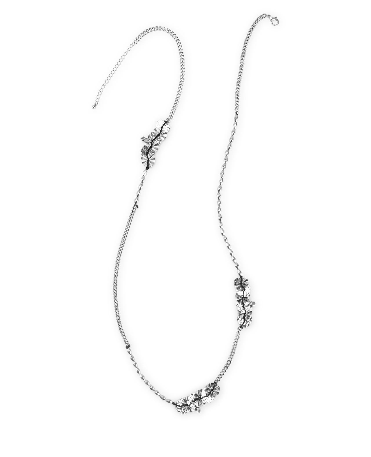 Long Silver Disc Necklace