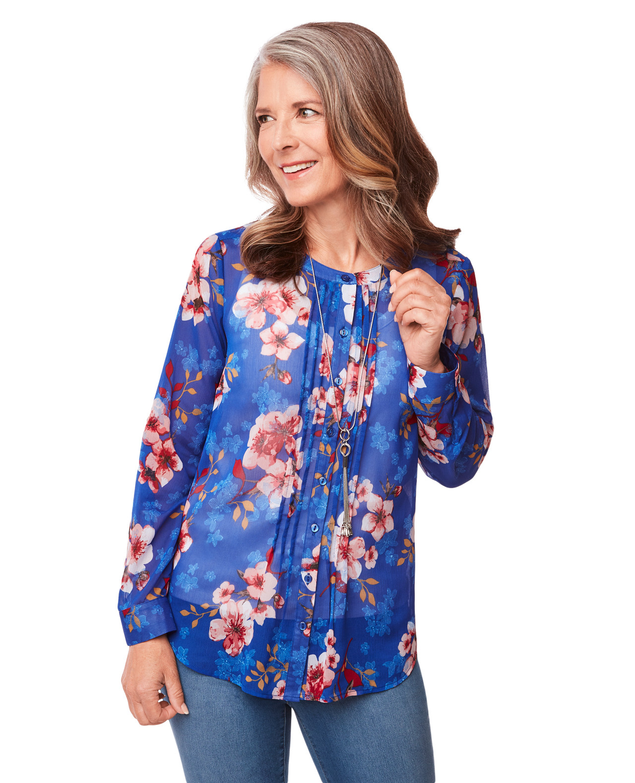 Women's Floral Pleated Top