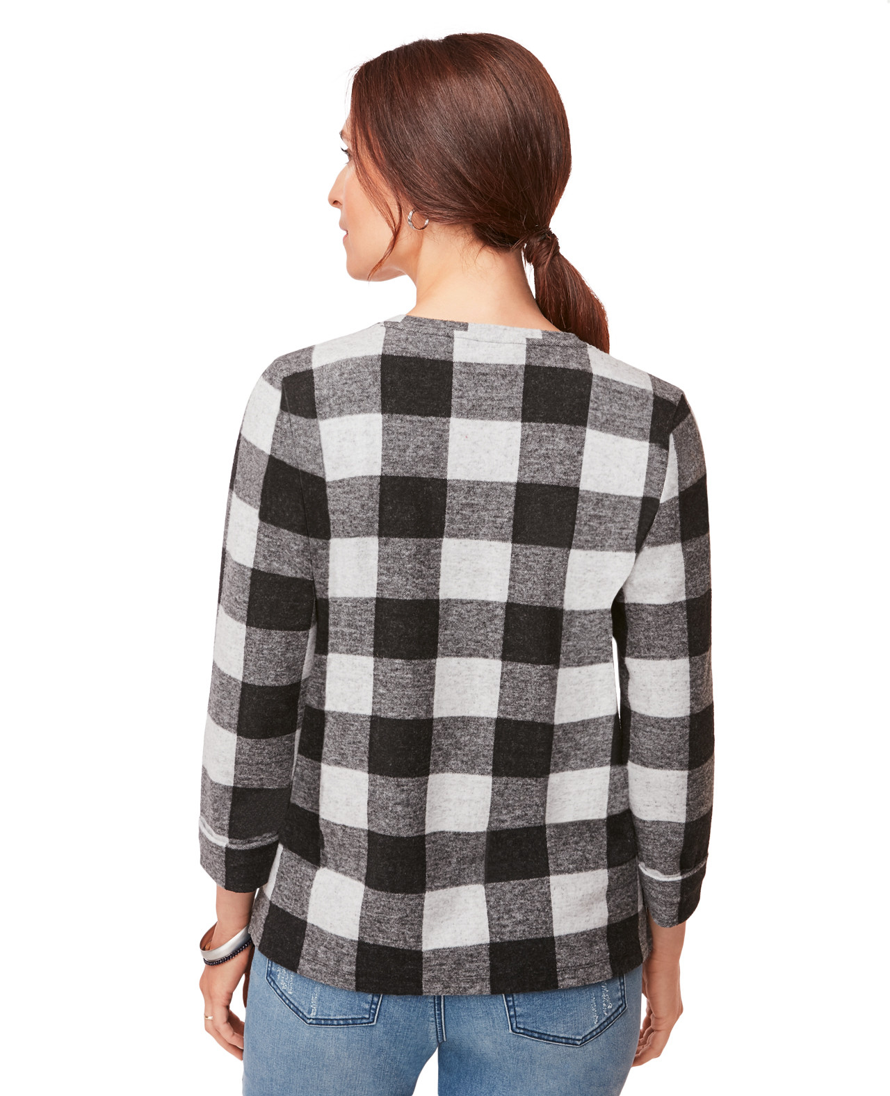 Three Quarter Sleeve Plaid Shirt
