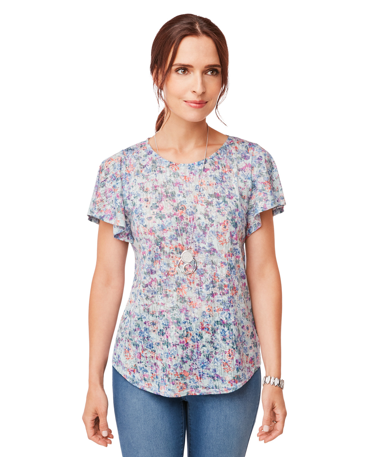 Navy Flutter Sleeve Top