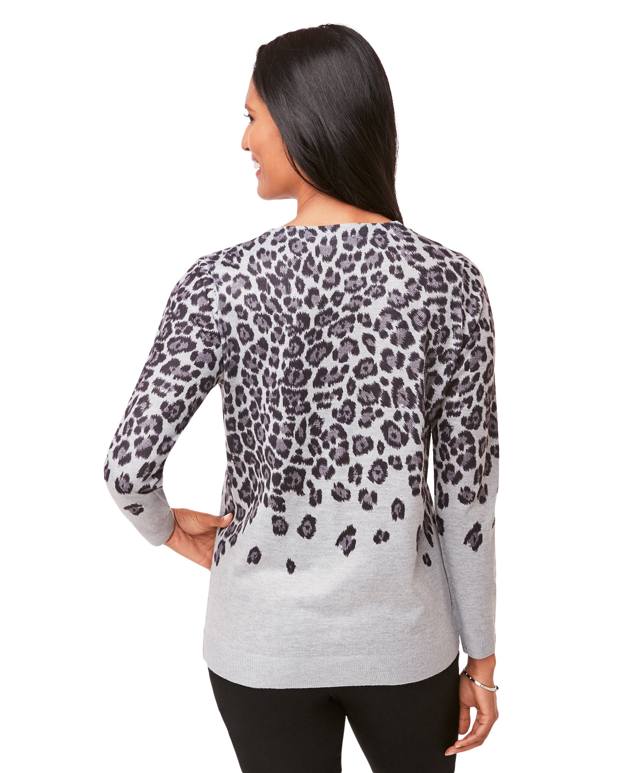 Grey Leopard Print Sweater