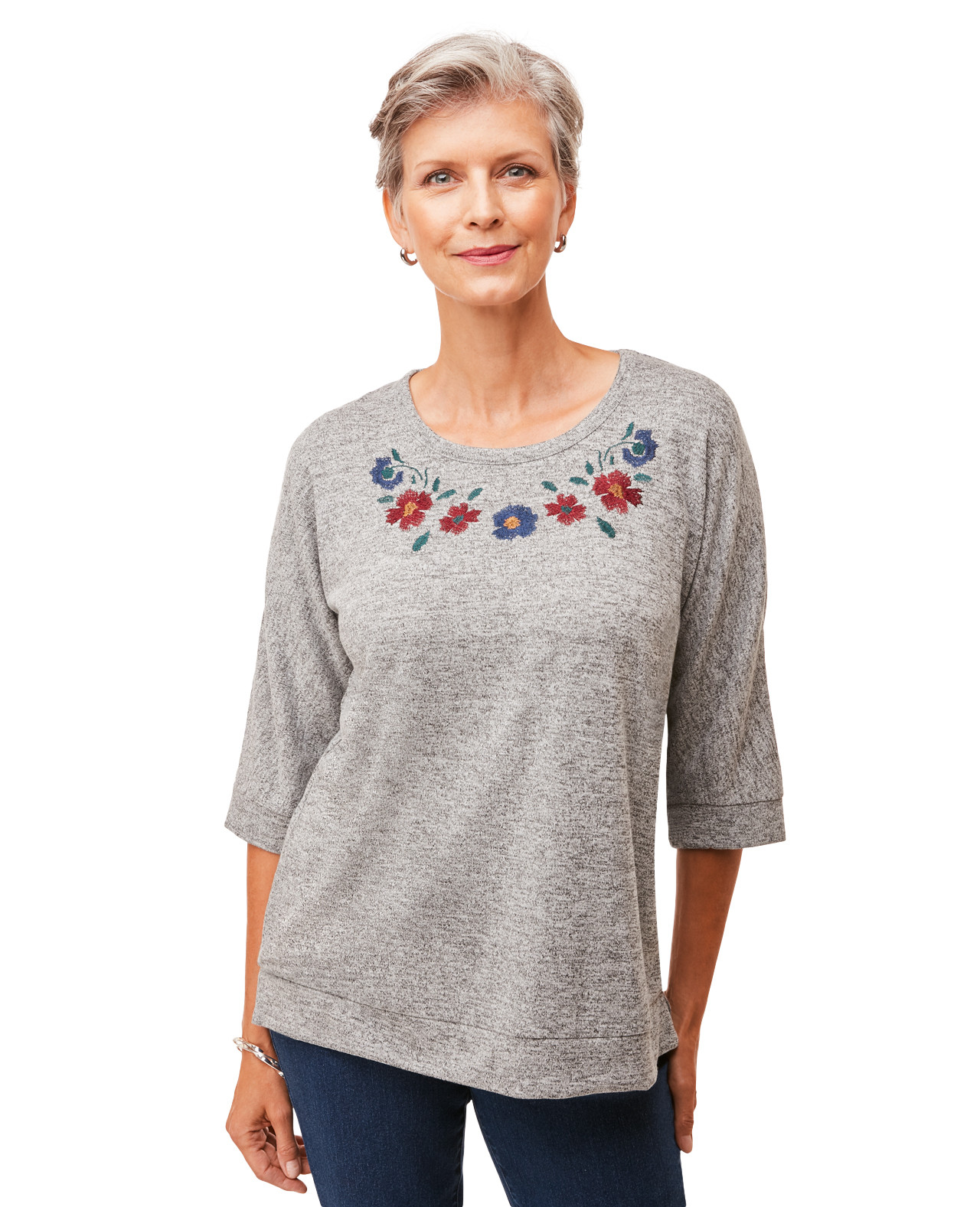 Embroidered Neckline Top