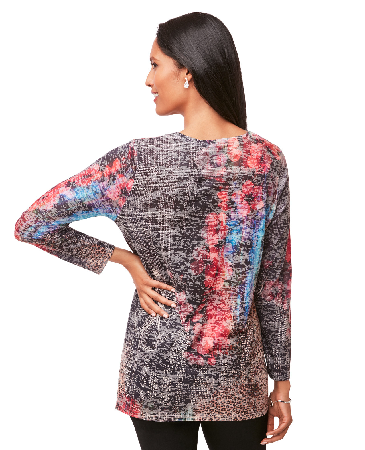 Printed Top With Rhinestones