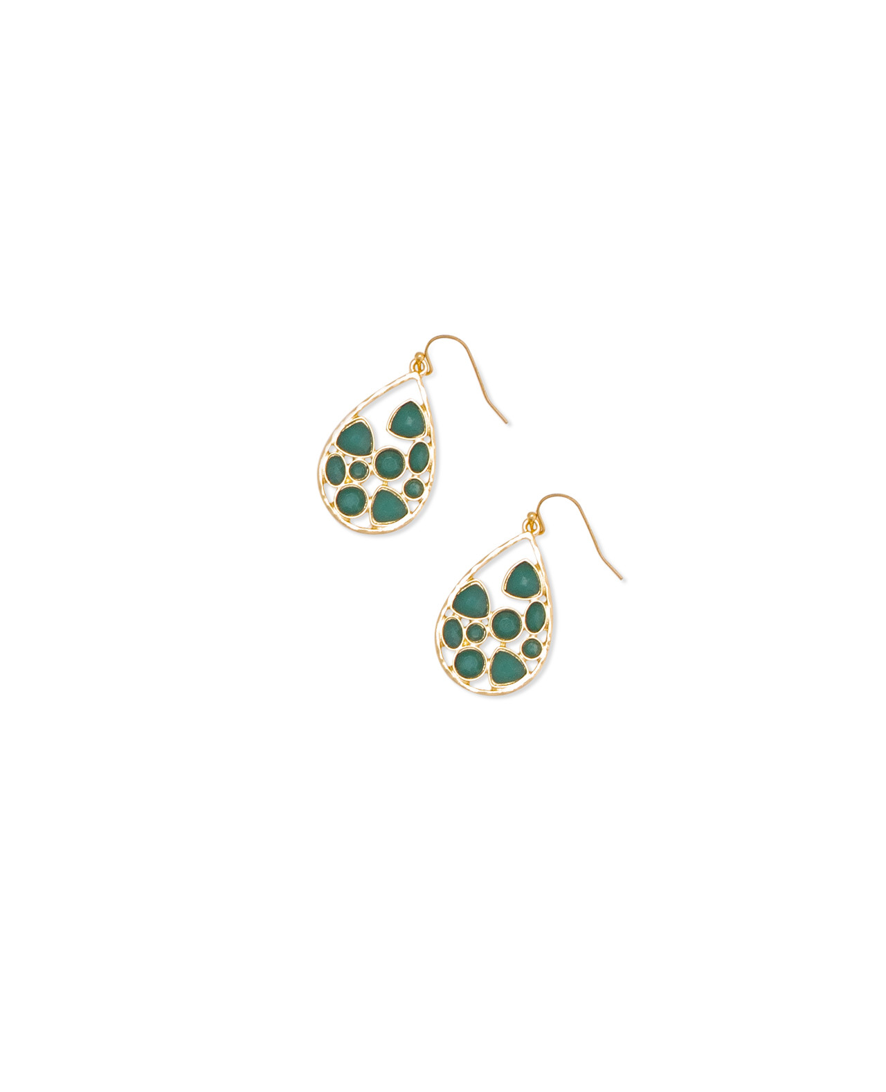 Gold And Green Teardrop Earrings