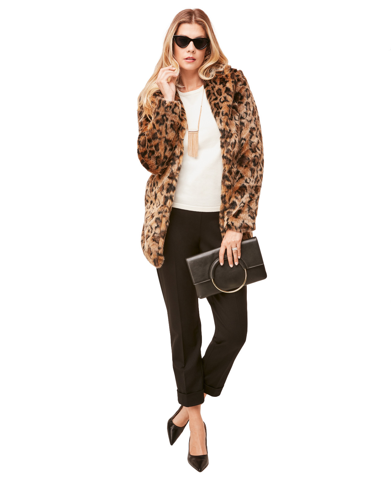 Faux Fur Leopard Print Coat