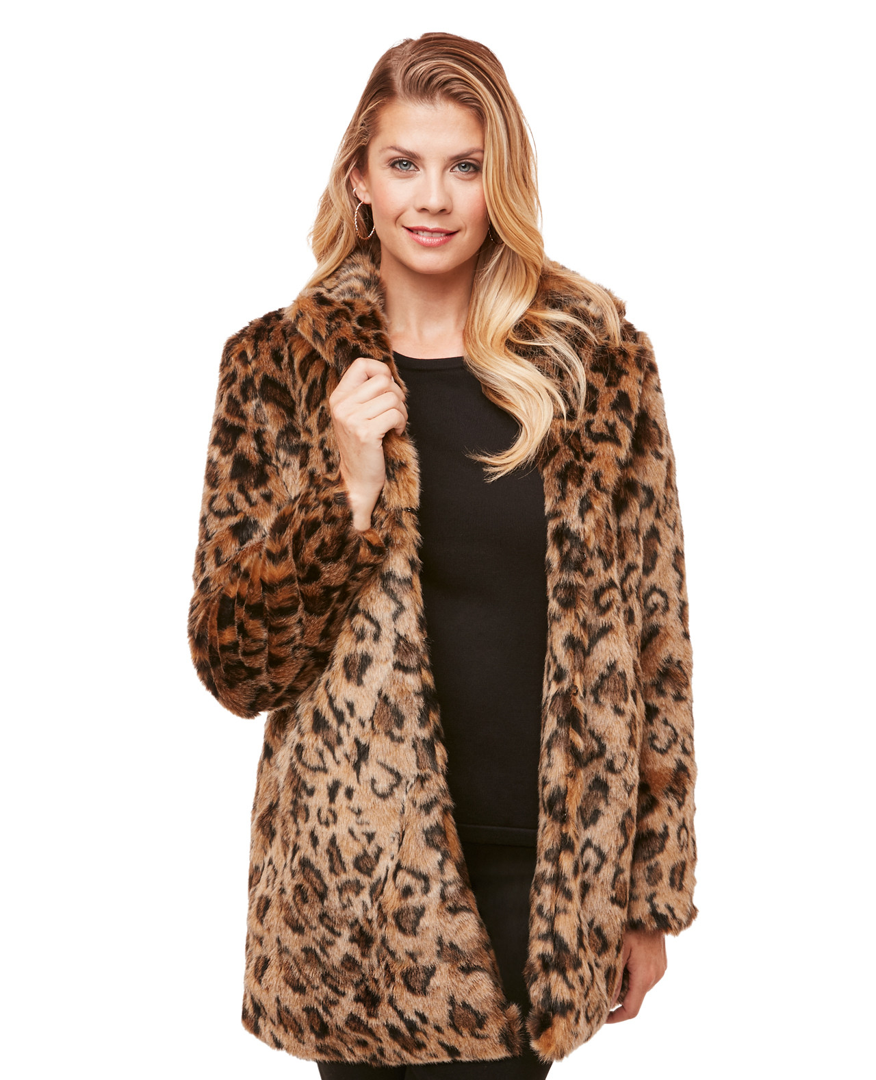 Faux Fur Leopard Print Coat